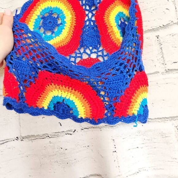 Pretty Little Thing Women's Multicolor Crochet Halter Cropped Top Size 6 - Picture 7 of 10